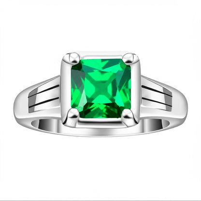 Men's luxury white gold emerald ring