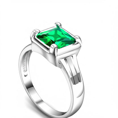 Men's luxury white gold emerald ring