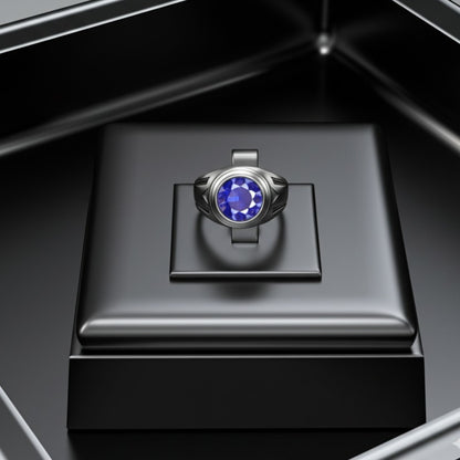 Men's blue sapphire ring