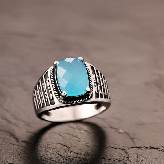 Men's aquamarine ring