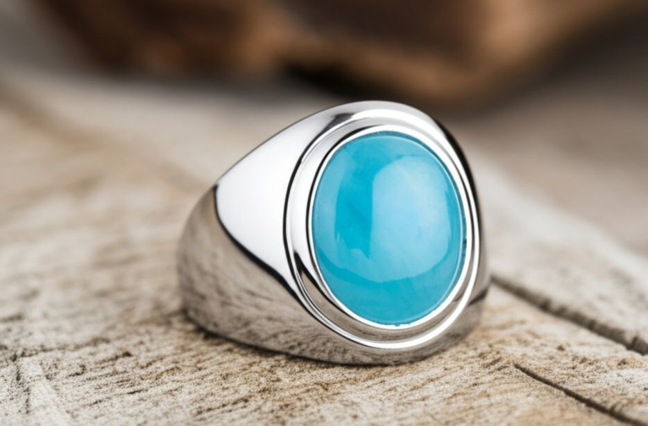 Men's aquamarine ring