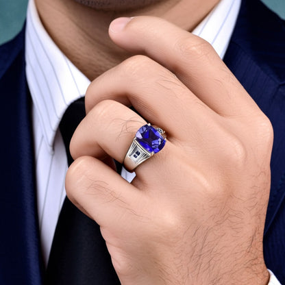 Men's blue sapphire ring