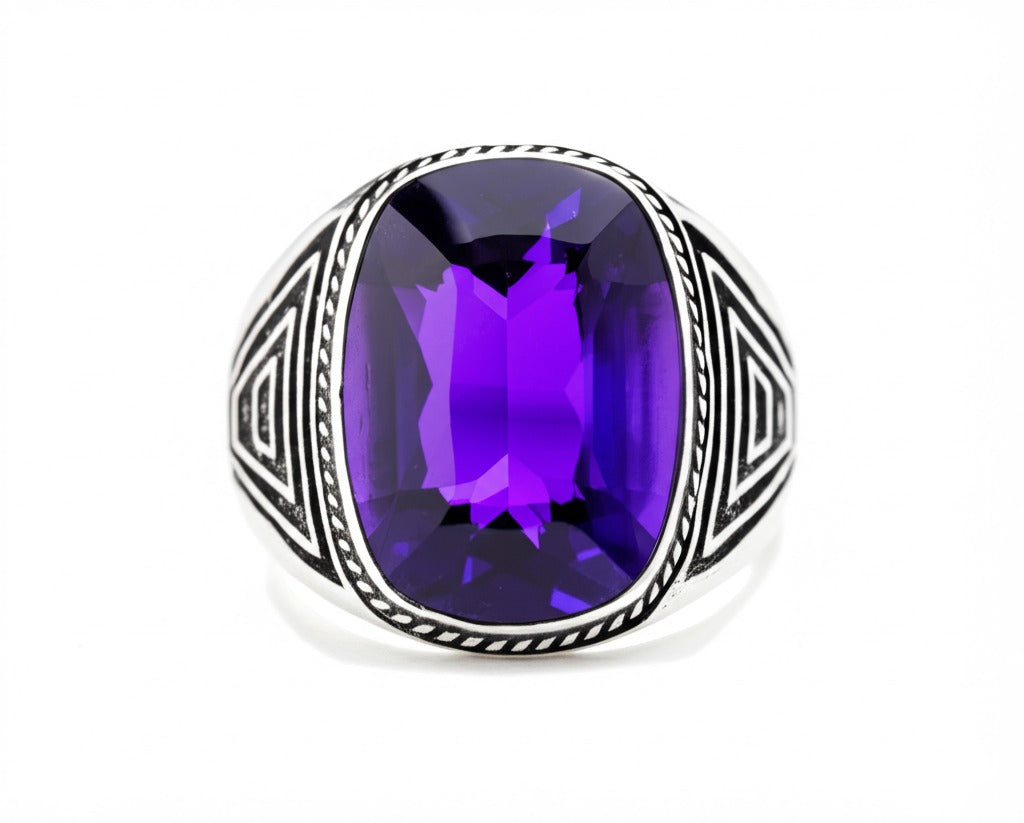 Men's amethyst ring