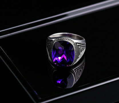 Men's amethyst ring