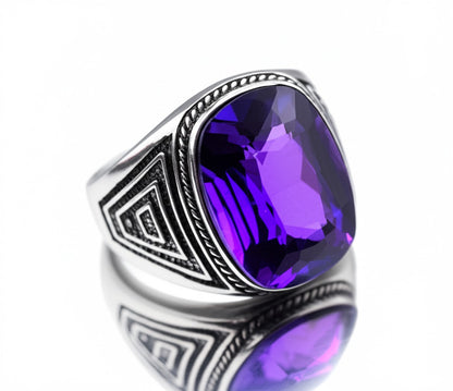 Men's amethyst ring