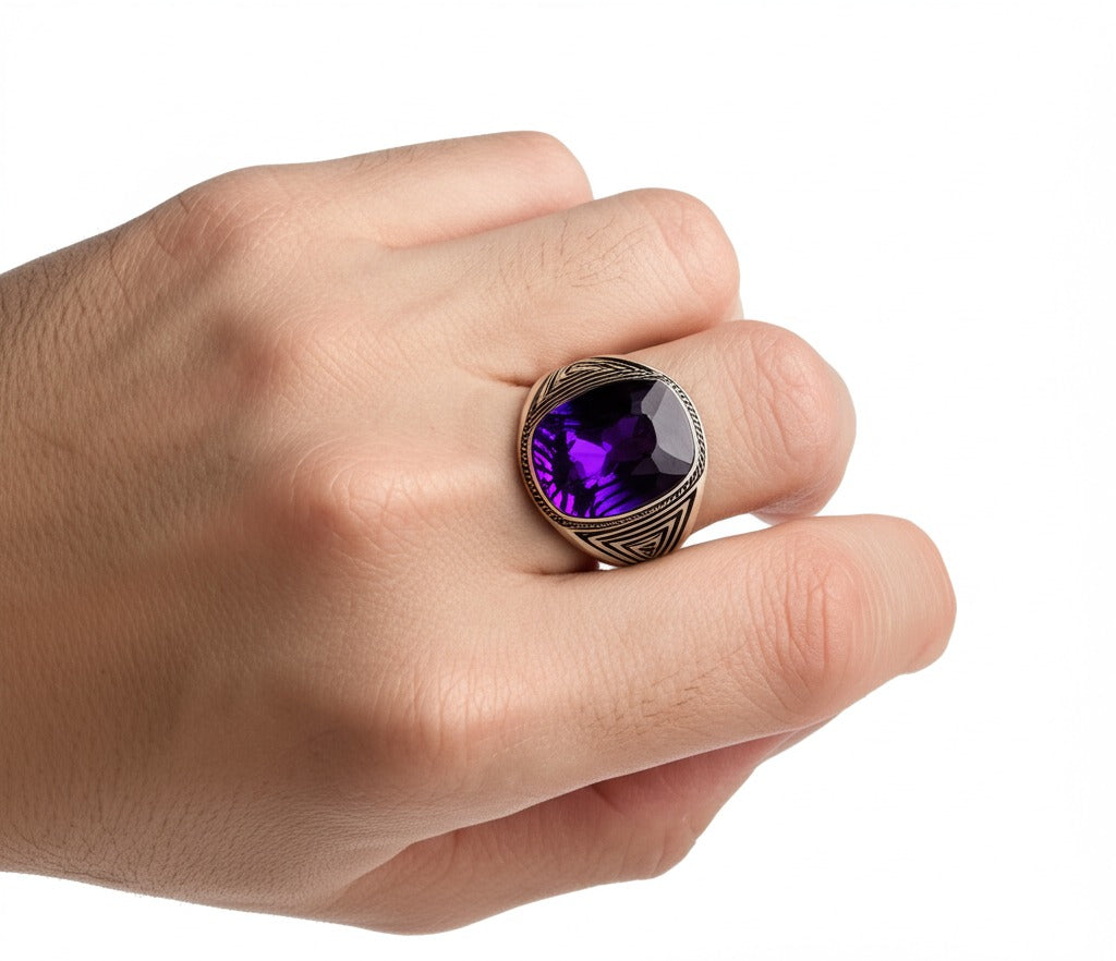 Men's amethyst ring