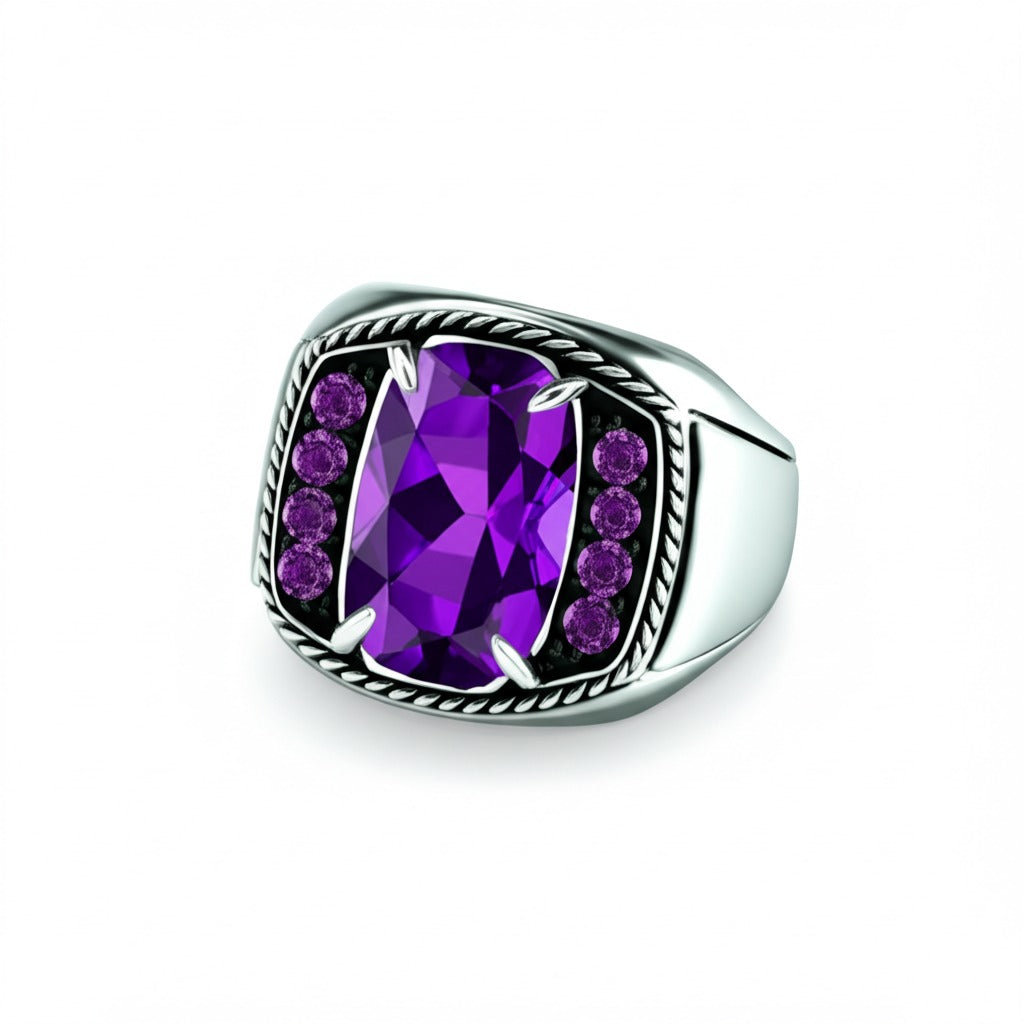 Men's amethyst ring