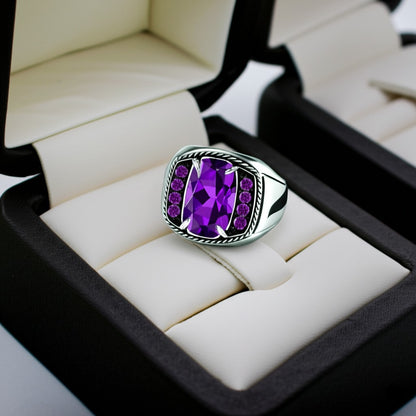 Men's amethyst ring