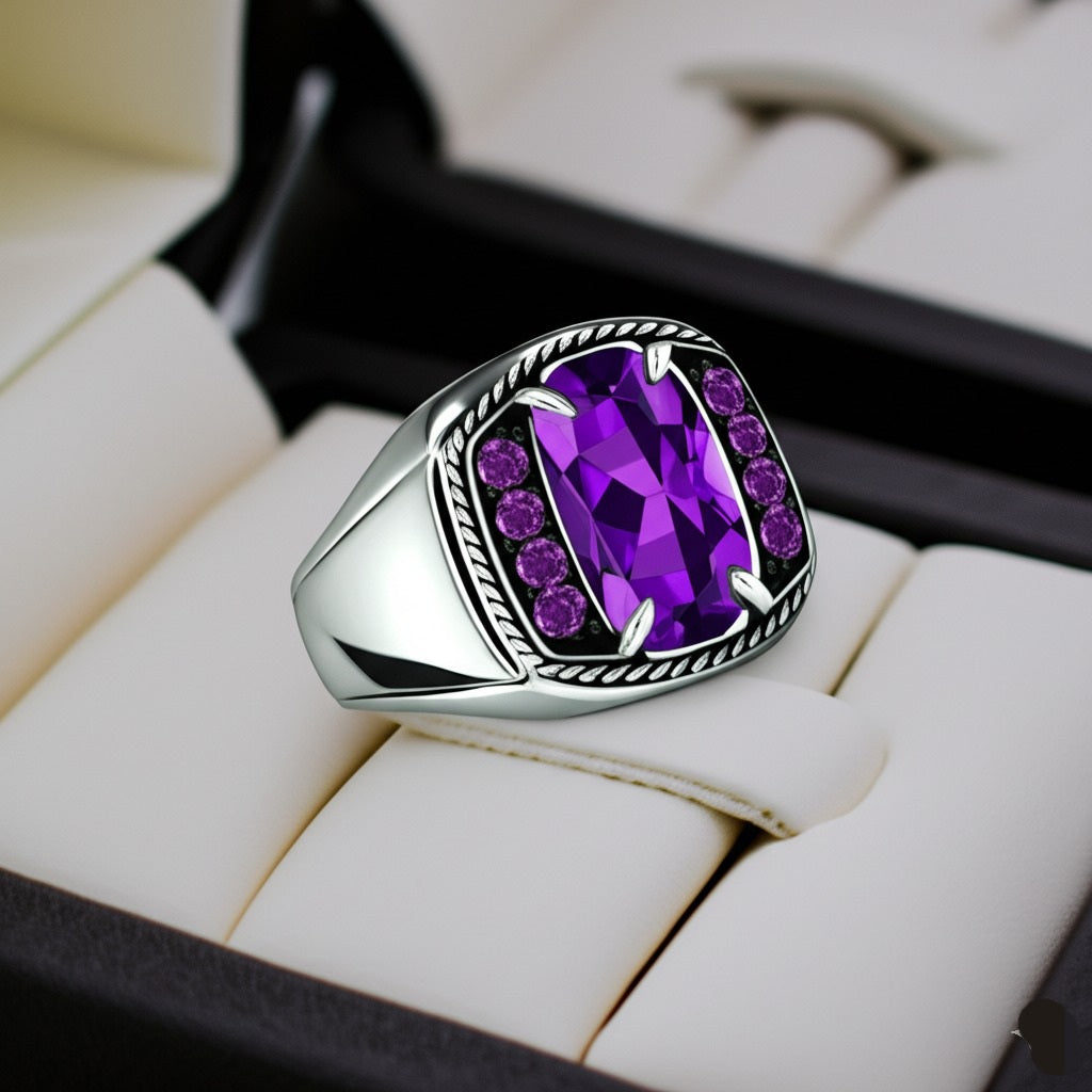 Men's amethyst ring