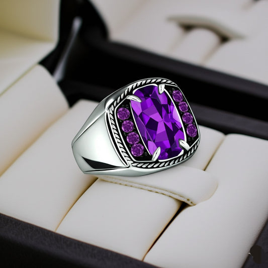 Men's amethyst ring