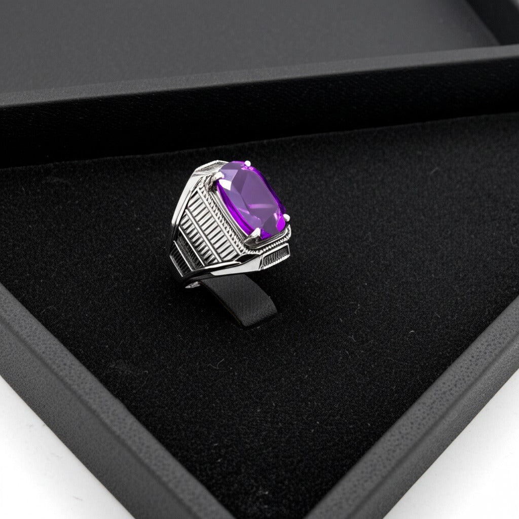 Men's amethyst ring