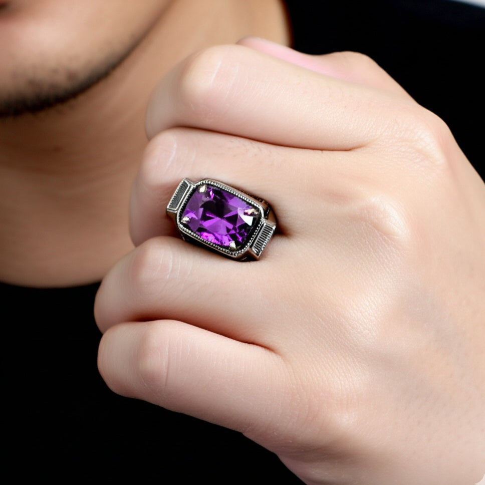 Men's amethyst ring