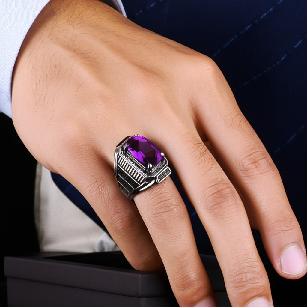 Men's amethyst ring