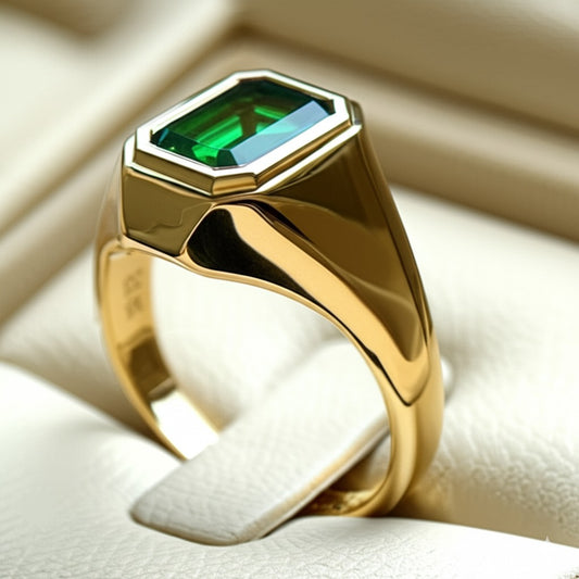 Men's luxury emerald ring
