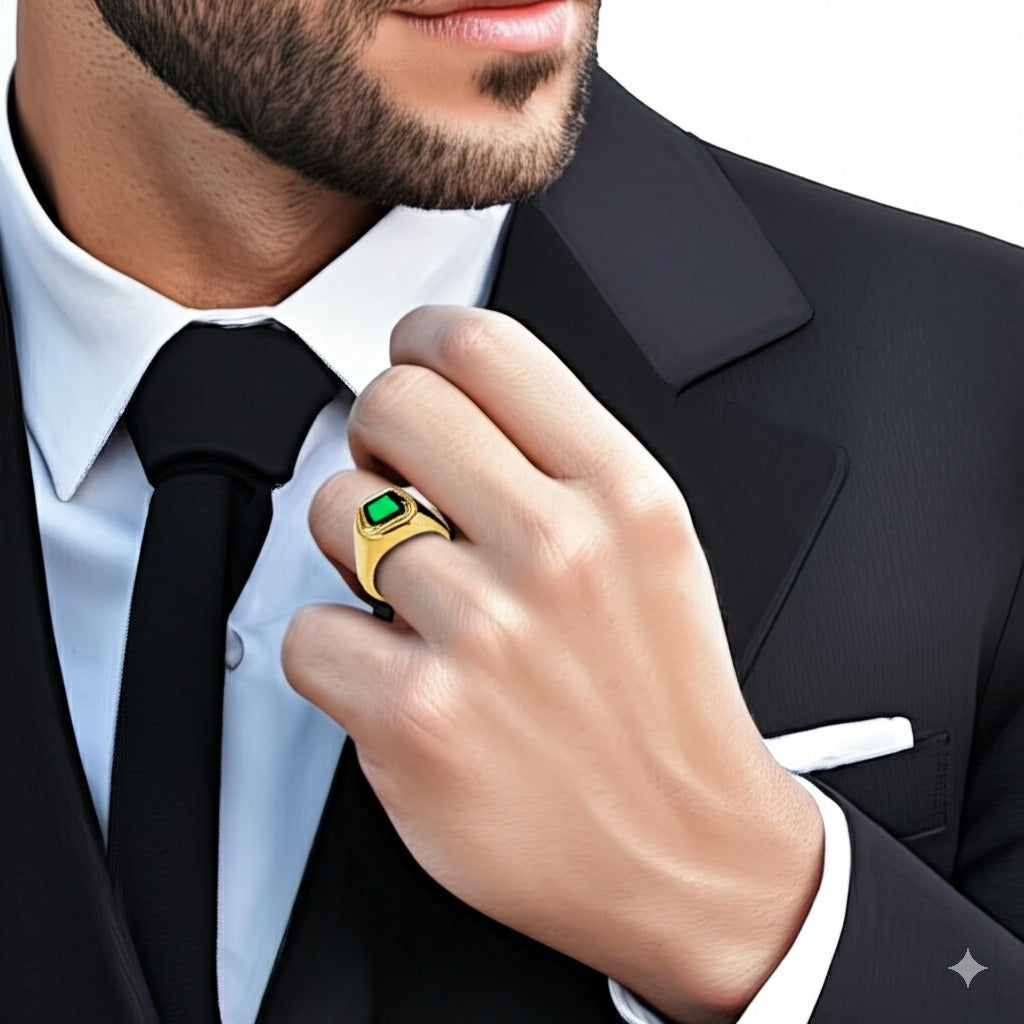 Men's luxury emerald ring