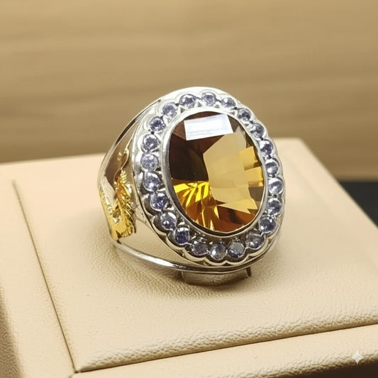 Men's yellow citrine Ring