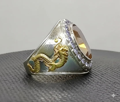 Men's yellow citrine Ring