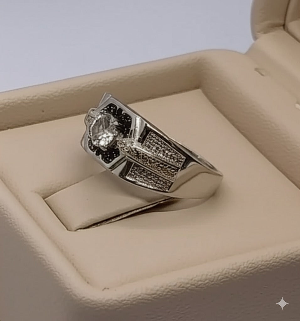Cubic zircon men`s ring