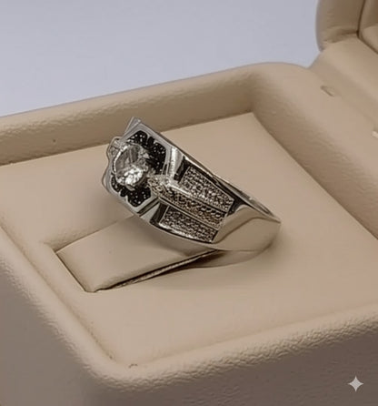 Cubic zircon men`s ring