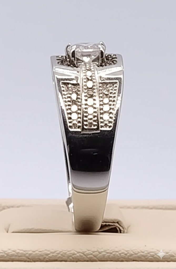 Cubic zircon men`s ring