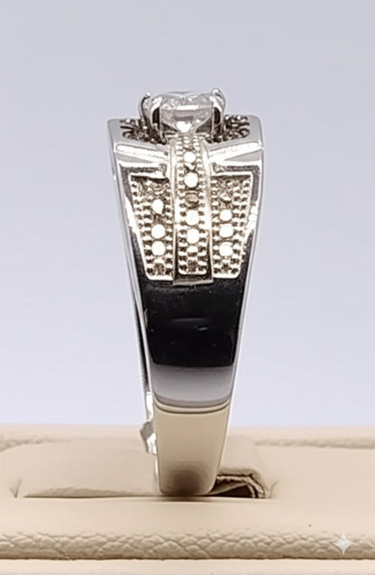 Cubic zircon men`s ring