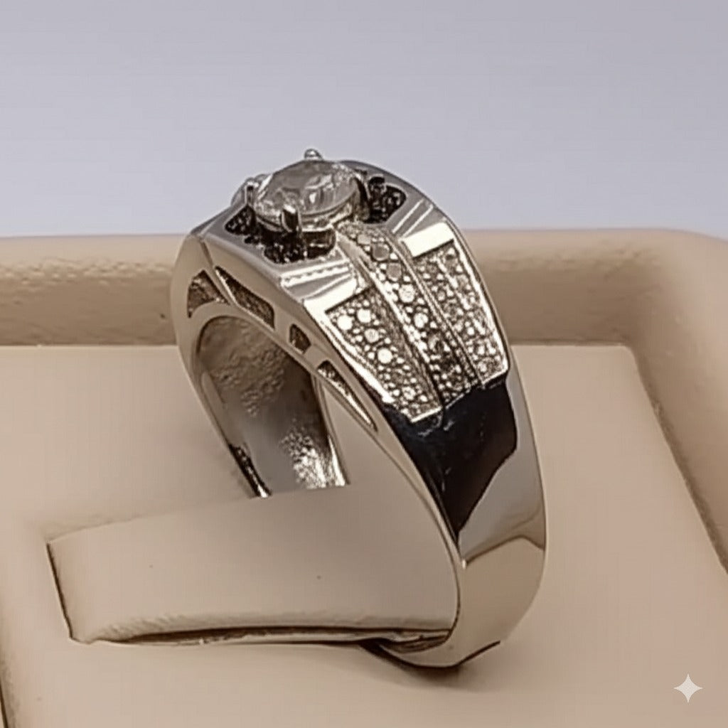 Cubic zircon men`s ring