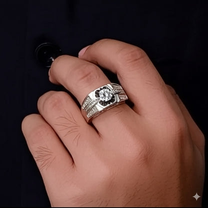 Cubic zircon men`s ring