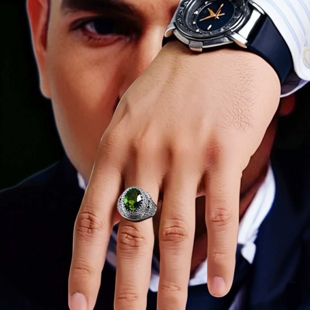 Men's peridot ring