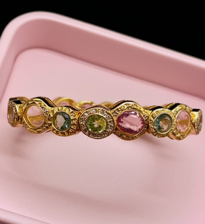 Women's multi colour tourmaline and tiny sapphires bracelet