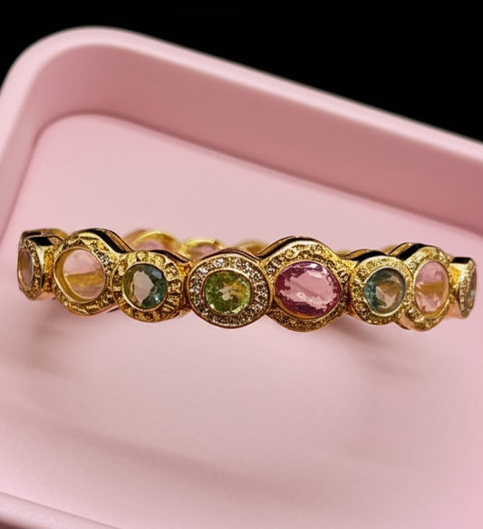 Women's multi colour tourmaline and tiny sapphires bracelet
