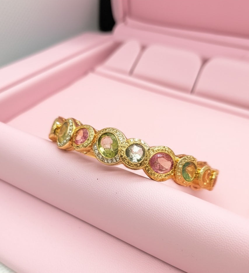Women's multi colour tourmaline and tiny sapphires bracelet