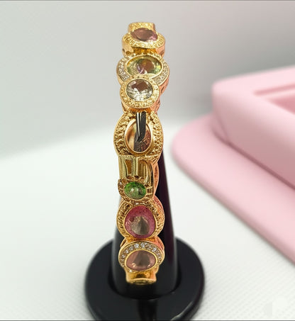 Women's multi colour tourmaline and tiny sapphires bracelet