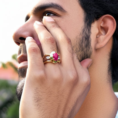 Men's ruby and diamond ring