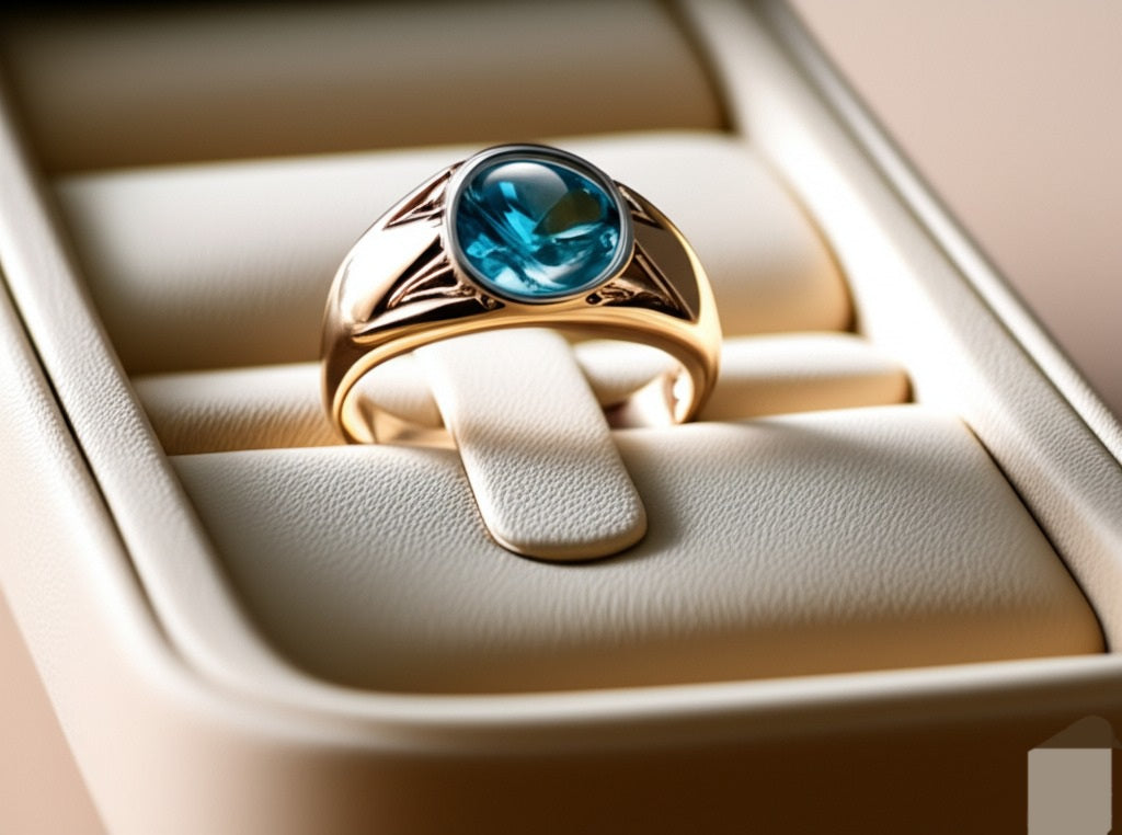 Men's Swiss blue topaz Ring