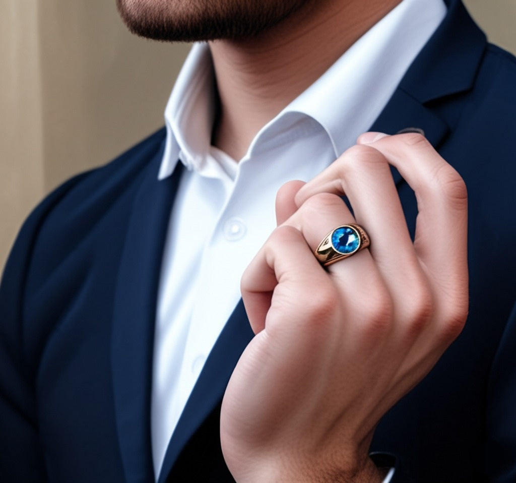 Men's Swiss blue topaz Ring