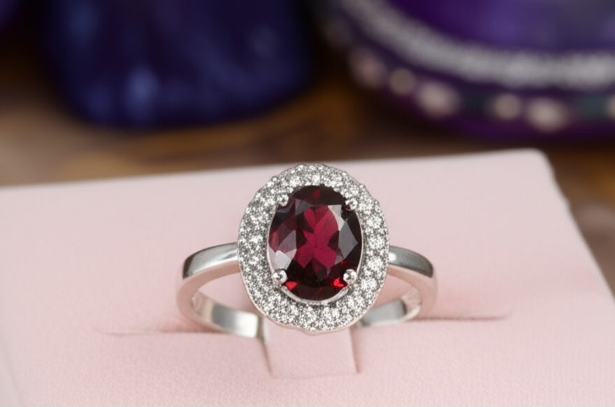 Women's Red garnet Ring