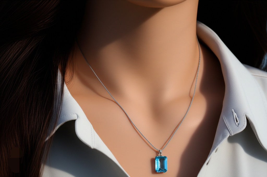 Sky blue topaz pendant