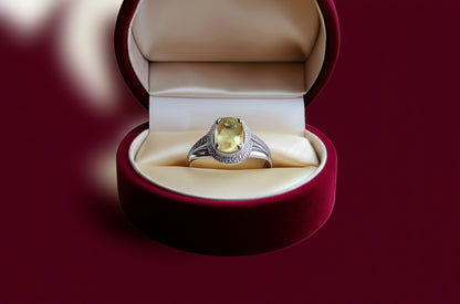Yellow fluorite men's ring