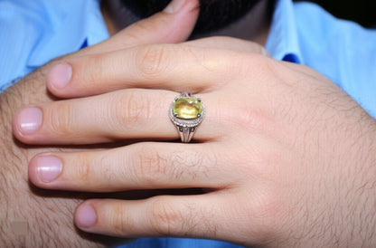 Yellow fluorite men's ring