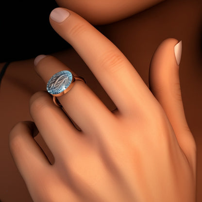 Sky blue topaz women's ring