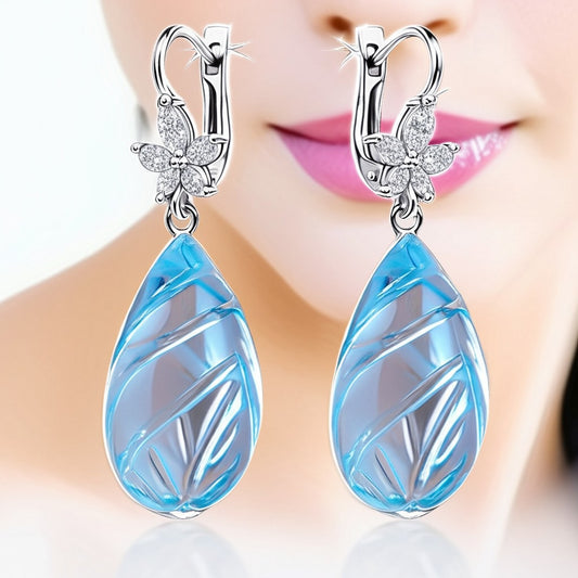 Sky blue topaz women's earrings,pendant