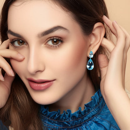 Sky blue topaz women's earrings,pendant