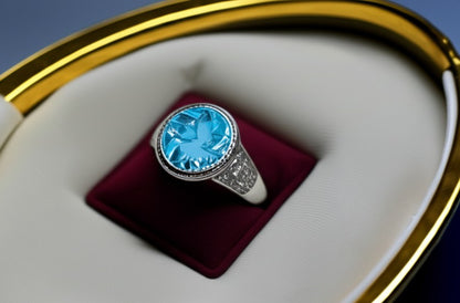 Sky blue topaz man's ring