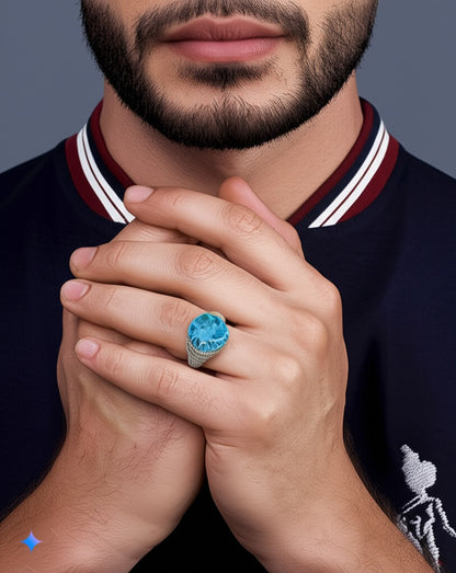 Sky blue topaz man's ring