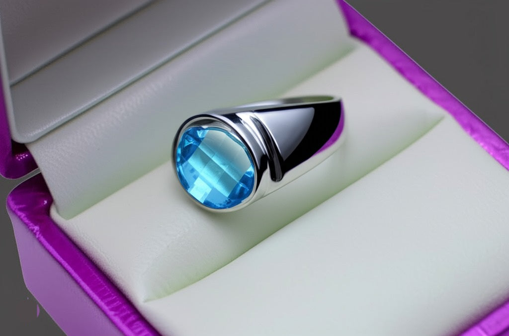Sky blue topaz man's ring