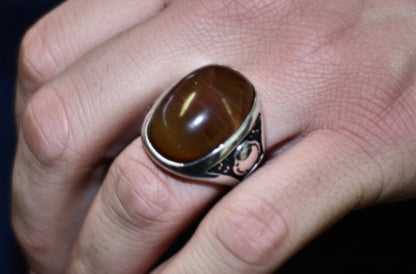 Cat's eye tourmaline men's ring