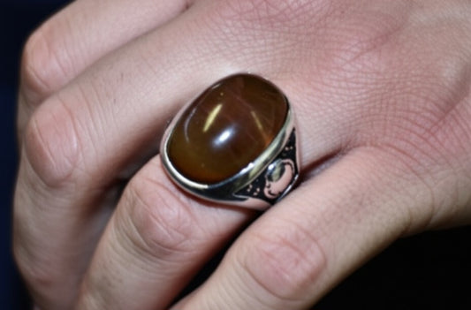 Cat's eye tourmaline men's ring