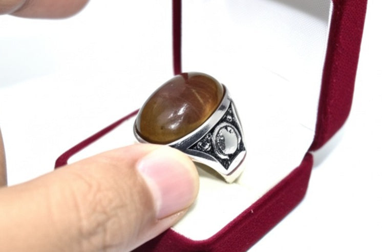 Cat's eye tourmaline men's ring