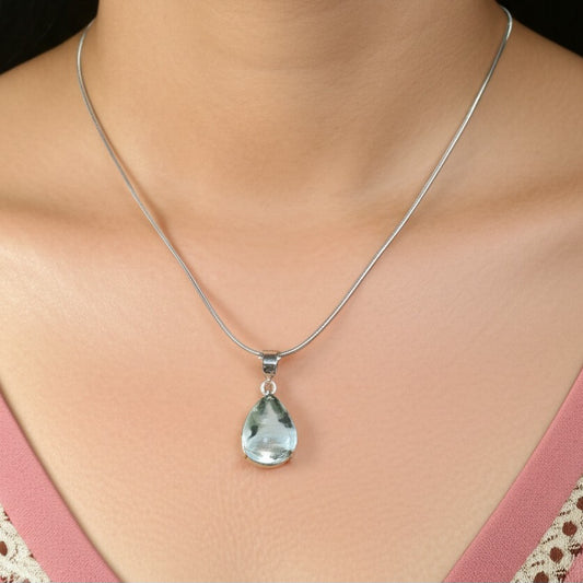 Aqua color fluorite women's pendant