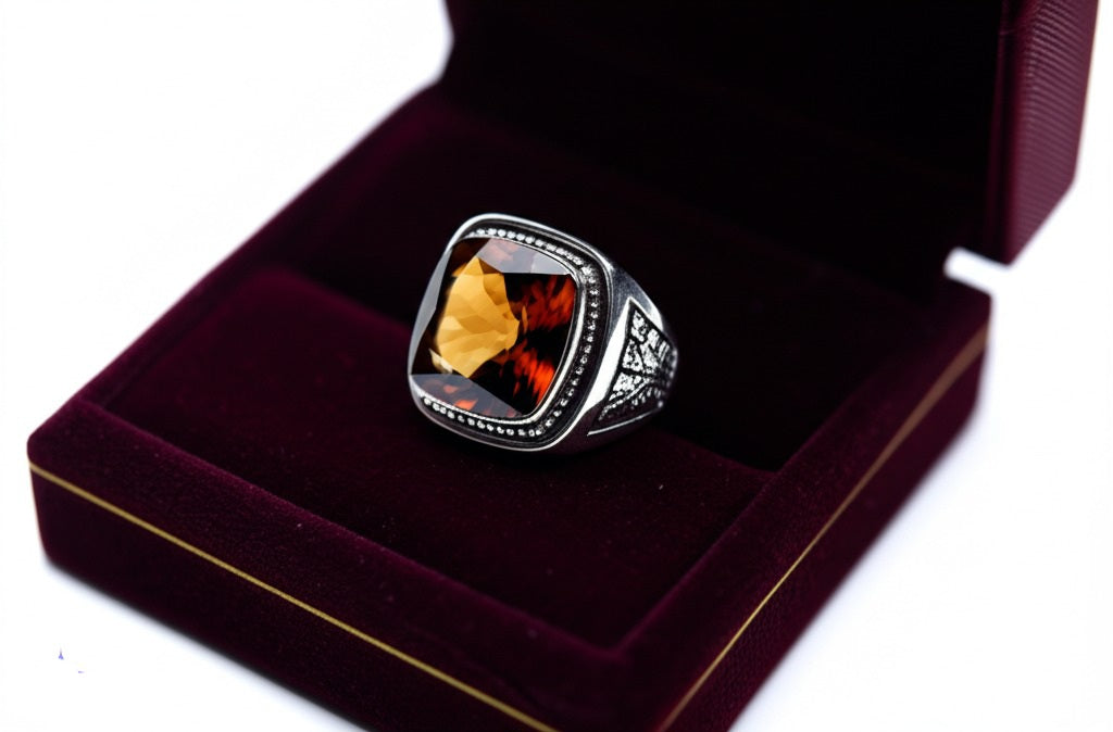 Smokey quartz men's ring